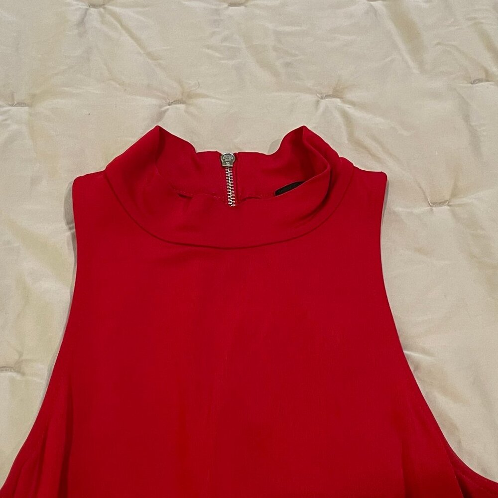 Bebe Red Mock Neck Asymmetric Dress